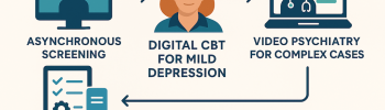 illustration and processflow of the impact of telehealth on mental health